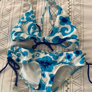 Blue and white never worn bikini